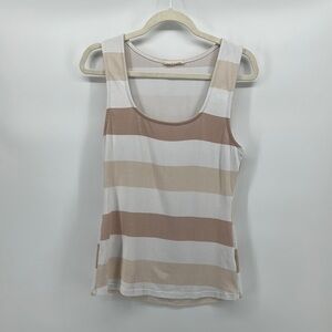 Entro Soft Cream and Brown Fitted Sleeveless Tank Top Size Large